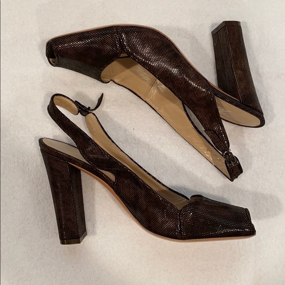 BCBGMaxAzria Shoes - Max Azria brown leather sling heels NWT